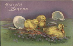 A Joyful Easter with Chicks & Duckling Postcard Postcard