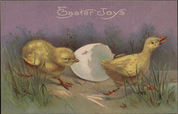 Easter Joys depicted by hatched Egg and Chicks With Chicks Postcard Postcard