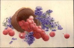 Fruit Basket and Purple Flowers Postcard