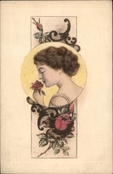 Woman w/Rose Postcard