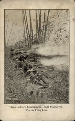 State Military Encampment - Field Maneuvers. On the Firing Line Postcard