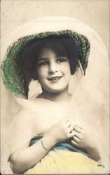 Young Girl Wearing Large Bonnet Postcard