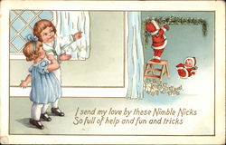 Children Watching Nible Nicks Decorate Postcard