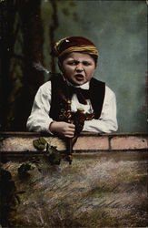 Young Boy in Native Costume Smoking Postcard