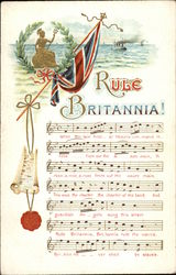 "Rule Britannia!" with Flag & Music Songs & Lyrics Postcard Postcard