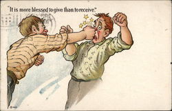 It is More Blessed to Give Than to Receive Comic, Funny Postcard Postcard