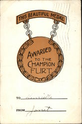 This Beautiful Medal Awarded to the Champion Flirt Postcard