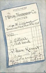 Statement: Mutual Friendship Co. Ltd Comic, Funny Postcard Postcard