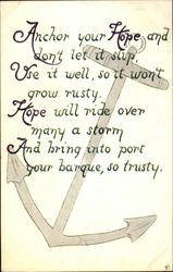 Anchor Your Hope and Don't Let it Slip Use it Well, so it Won't Grow Rusty Poems & Poets Postcard Postcard