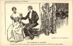 The Wonders of Palmistry in Which he is Told he Will Marry a Blonde Who Loves Him Couples Postcard Postcard