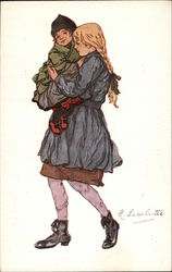 Girl Carrying Sister Postcard