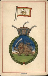 Persia Coat of Arms & Flag Postcard