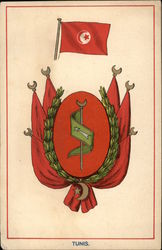 Tunis Coat of Arms & Flag Postcard