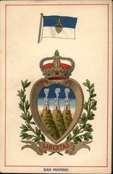 San Marino Coat of Arms & Flag Postcard