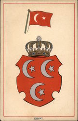 Egypt Coat of Arms & Flag Postcard