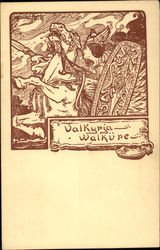 Old Germanic Gods - Valkyrja Walkure Art Postcard Postcard