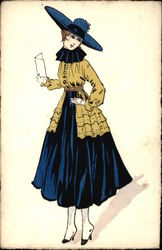 Pochoir Woman Postcard