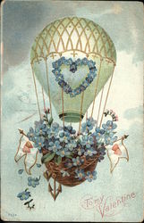 To My Valentine with Hot Air Balloon Postcard Postcard