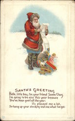 Santa's Greeting to a Little Boy Santa Claus Postcard Postcard