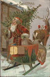 A Merry Christmas with Santa and Sleigh Postcard