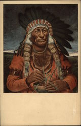 Flat Iron - Oglala Sioux Chiefton Native Americana Postcard Postcard