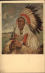 Steal Horses - Oglala Sioux Chieftain Native Americana Postcard Postcard