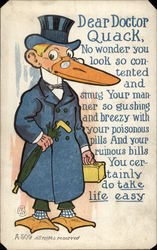 Dear Doctor Quack Comic, Funny Postcard Postcard