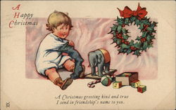 A Happy Christmas with Child & Toys Postcard