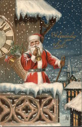 Happy Christmas with Santa in the Snow Postcard