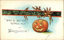 You'd better Watch Out on Halloween Postcard