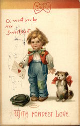 With Fondest Love - O, wont you be my Sweetheart Postcard