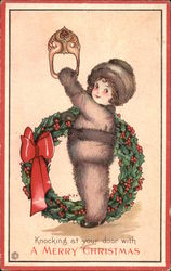 Knocking at your door with a Merry Christmas Postcard