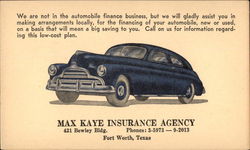 Max Kaye Insurance Agency Postcard