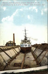 Hunters Point Dry Dock, Largest Dry Dock on the Pacific Coast, U.S.S. Ohio in Dock, San Francisco Postcard