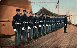 Marine Guard on board United States Warship Postcard