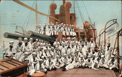 Crew on Deck on board United States Warship Navy Postcard Postcard