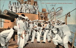 Boxing on Board United States Warship Postcard