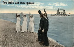 Two Jacks, and Three Queens Postcard