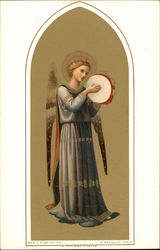 Angel in Blue with Tambourine Angels Postcard Postcard