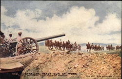 Australian Heavy Gun at Work Military Postcard Postcard