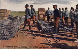 A Verdun shell camp. Watching an enemy aeroplane World War I Postcard Postcard