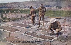 Army Chaplain Tending British Graves Postcard Postcard