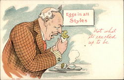 Eggs in all Styles, Not What its Cracked up to Be Comic, Funny Postcard Postcard