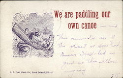 We are Paddling our own Canoe Comic, Funny Postcard Postcard