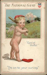 The National Game, Cupid at the Bat I'm on to Your Curves Postcard