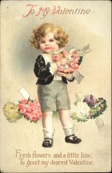 To My Valentine, Fresh Flowers and a Little Line To Greet my Dearest Valentine Children Postcard Postcard