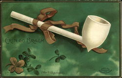 Erin Go Bragh with Pipe and Clover Postcard