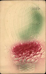 Hot Air Balloon filled with Pink Flowers Postcard