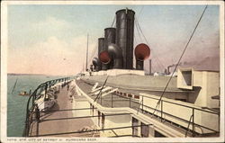 Steamer - City of Detroit - Hurricane Deck Postcard