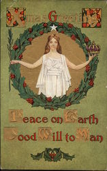 Christmas Greeting - Peace on Earth Good Will to Man Postcard